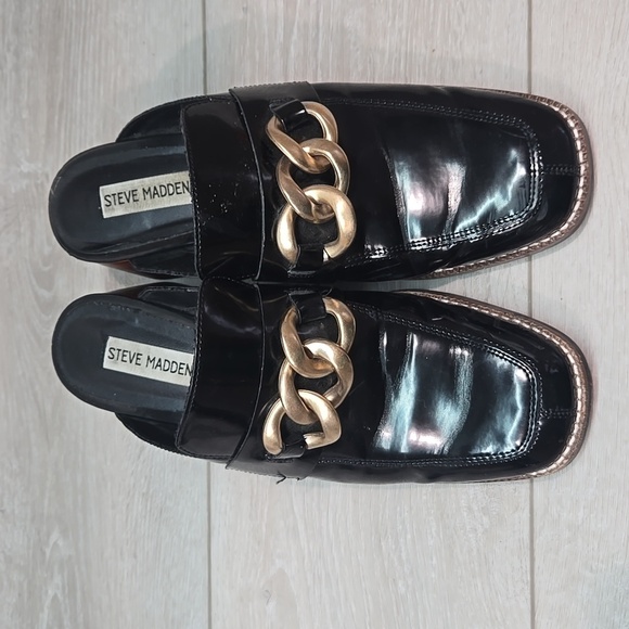 Steve Madden Women Lorie  Black& Gold Clog Shoes Heels Mule Sz 9.5M - Picture 3 of 11